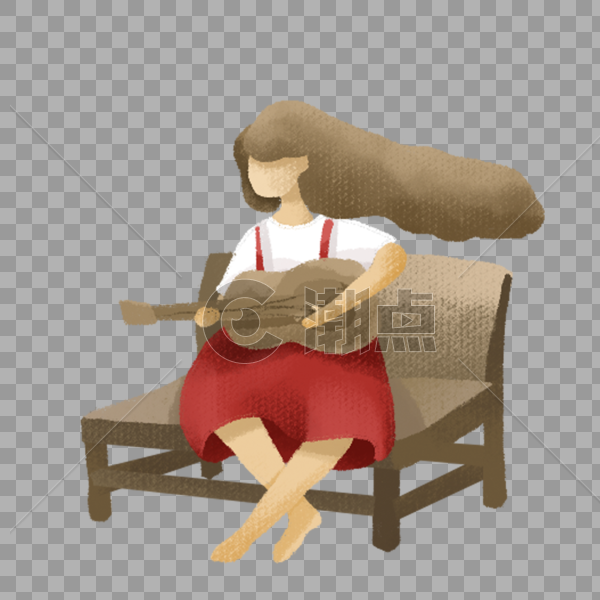 坐着弹吉他的女孩图片素材免费下载