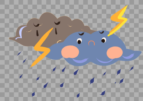 卡通可爱云朵天气雷电下雨图片素材免费下载