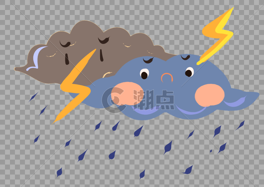 卡通可爱云朵天气雷电下雨图片素材免费下载