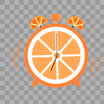 闹钟橙子圆形橙色图片素材免费下载