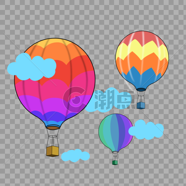 热气球多彩白云天空图片素材免费下载