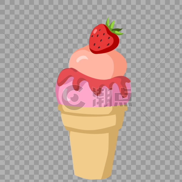 卡通草莓水果冰淇淋图片素材免费下载