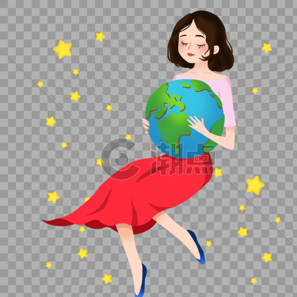 创意设计女士抱着地球图片素材免费下载