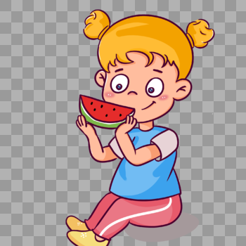 吃西瓜的女孩图片素材免费下载