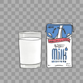 牛奶盒和牛奶元素图片素材免费下载