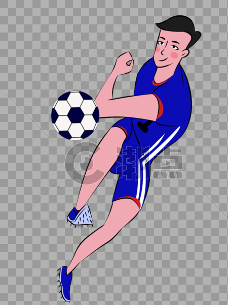 踢足球的运动员卡通元素手绘图片素材免费下载