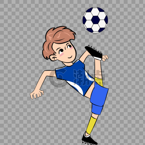 踢足球的小男孩卡通手绘图片素材免费下载