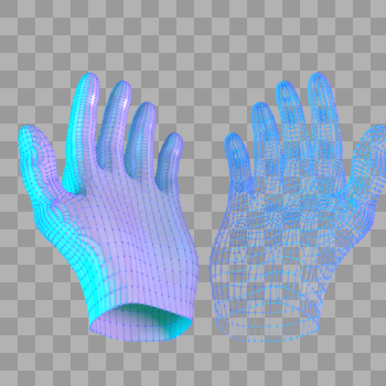 科技智能双手魔幻数据点状蓝色对称线条图片素材免费下载