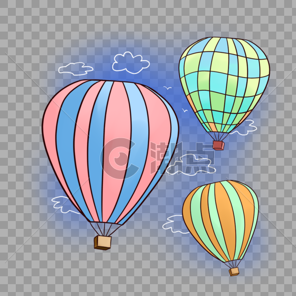 卡通热气球空中飞图片素材免费下载