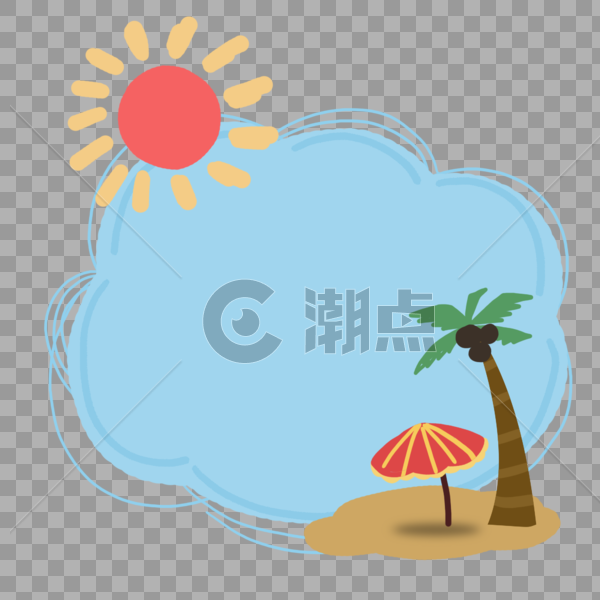 夏季太阳蓝天椰树边框图片素材免费下载