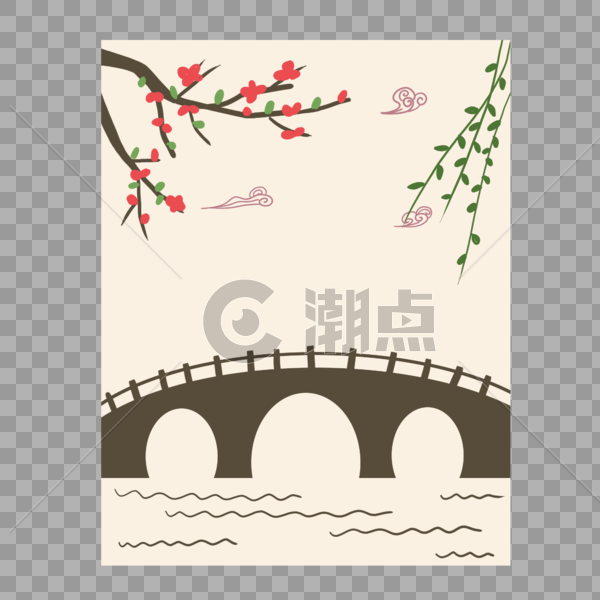 古典中国风风景边框底纹图片素材免费下载