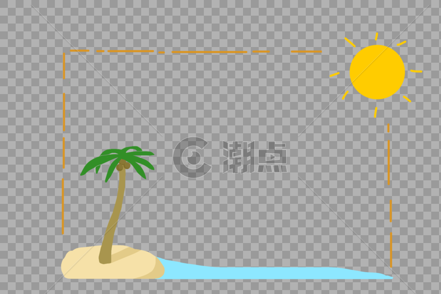 椰树与太阳边框图片素材免费下载