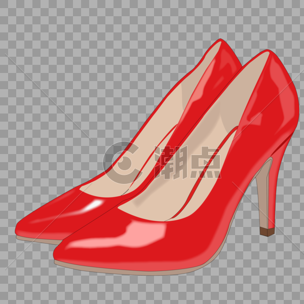 卡通手绘红色女士高跟鞋皮鞋图片素材免费下载