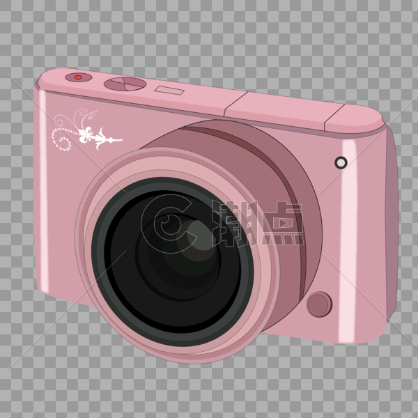 卡通手绘粉色相机单反相机图片素材免费下载