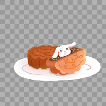 中秋节月饼中的白兔图片素材免费下载