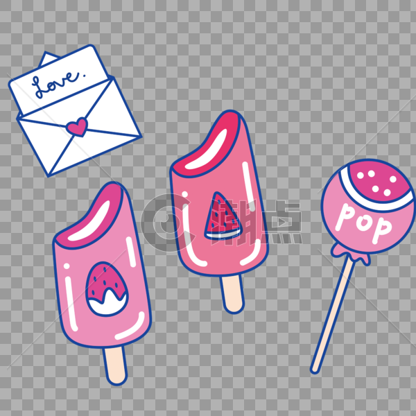 卡通简约可爱夏季冰淇淋元素图片素材免费下载