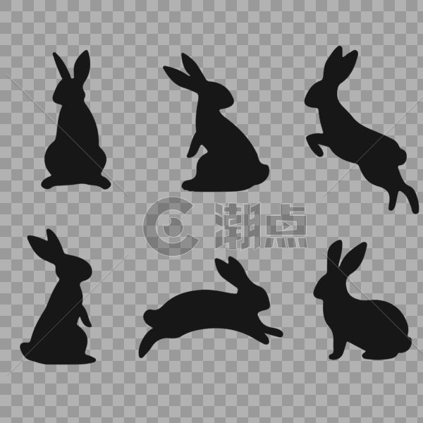 矢量剪影兔子图片素材免费下载