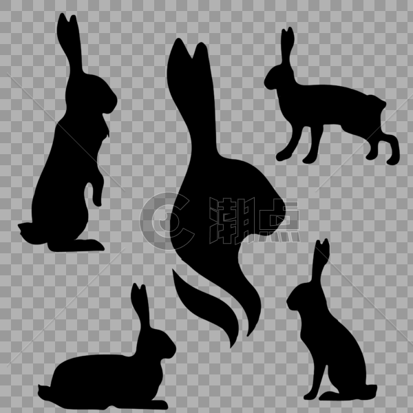 矢量剪影兔子3图片素材免费下载