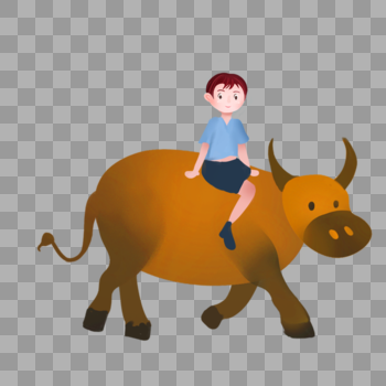 骑着牛的男孩图片素材免费下载