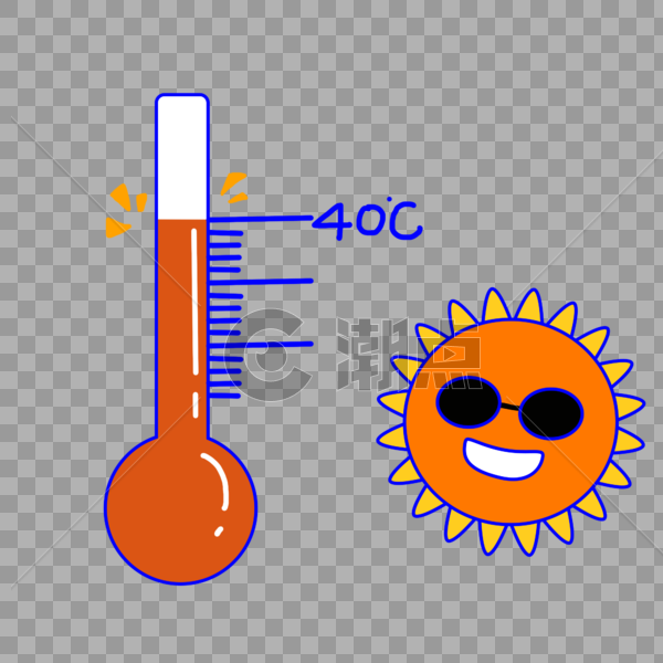 卡通简约夏季温度计元素图片素材免费下载