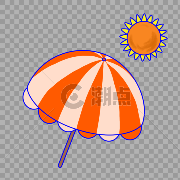 卡通简约夏季烈日太阳伞元素图片素材免费下载
