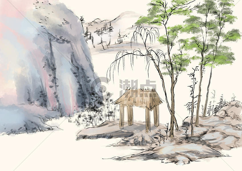 中国风的山水风景图图片素材免费下载