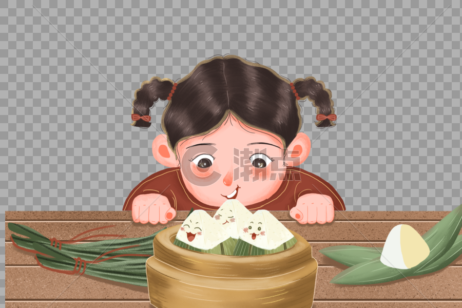 吃粽子的女孩图片素材免费下载