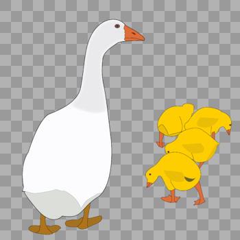 卡通手绘动物鸭子妈妈与小鸭子图片素材免费下载