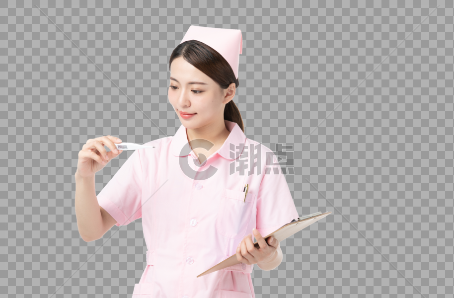 女性护士量体温图片素材免费下载