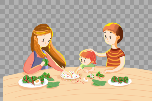 吃粽子的一家人图片素材免费下载