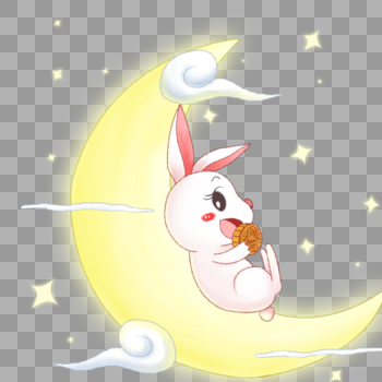 坐在月亮上的小兔子图片素材免费下载