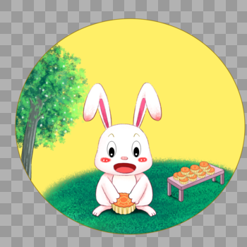 小兔子吃月饼图片素材免费下载