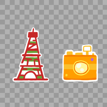 旅行贴纸埃菲尔铁塔相机图片素材免费下载