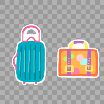 旅行游玩贴纸行李箱图片素材免费下载
