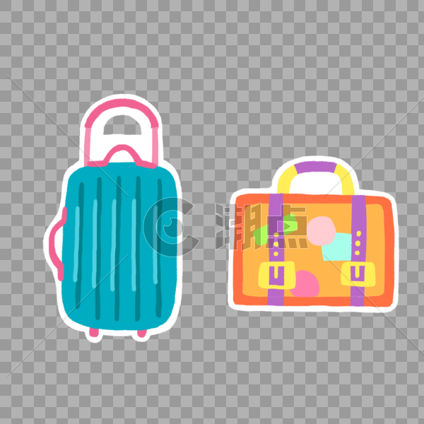 旅行游玩贴纸行李箱图片素材免费下载