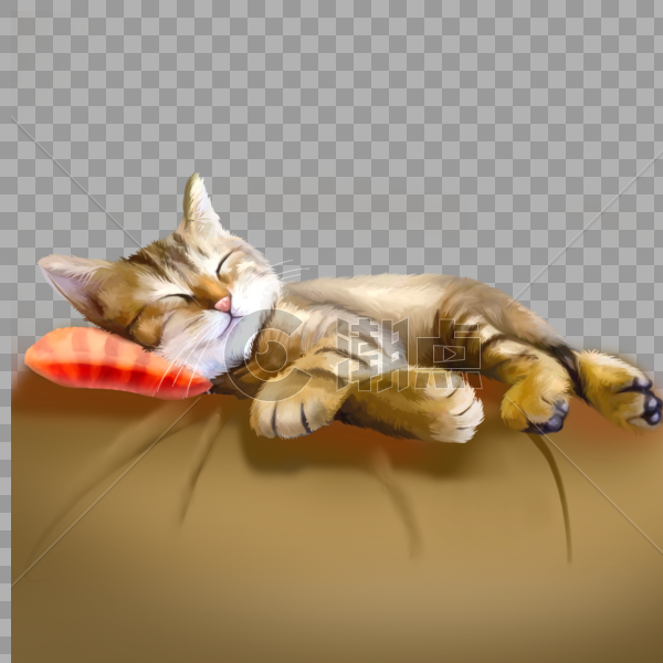 猫黄猫埃及猫睡觉可爱宠物动物元素手绘图片素材免费下载
