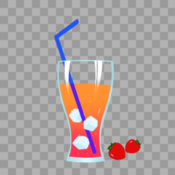 夏日冰饮汽水草莓元素图片素材免费下载