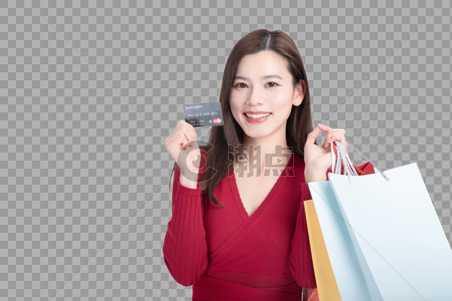 时尚女性购物刷卡消费图片素材免费下载