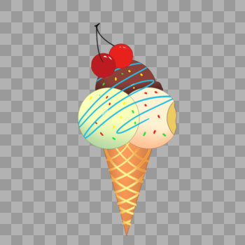 樱桃三色冰淇淋球元素图片素材免费下载