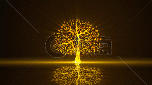 唯美金色大树粒子GIF图片素材免费下载
