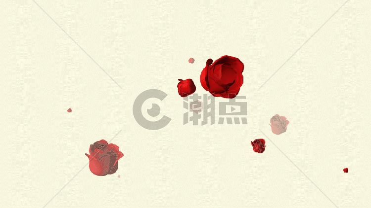 透明通道向前飘的玫瑰花朵GIF图片素材免费下载