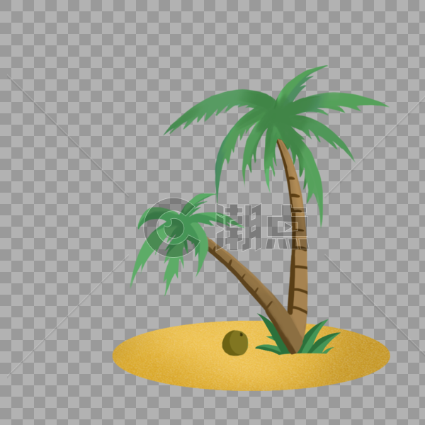夏日沙滩椰子树元素图片素材免费下载