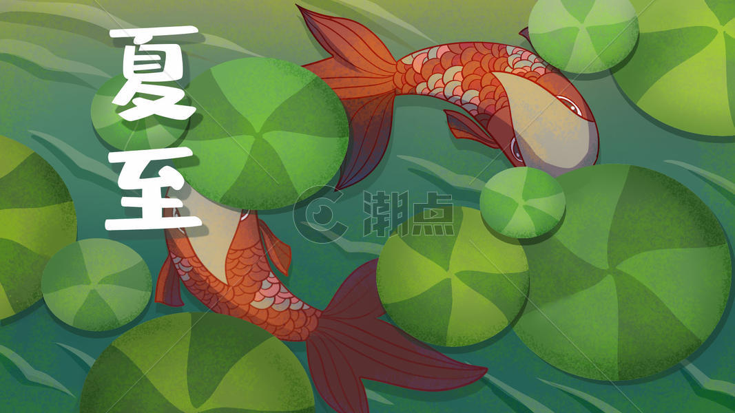 24节气夏至鱼游浅水创意插画图片素材免费下载