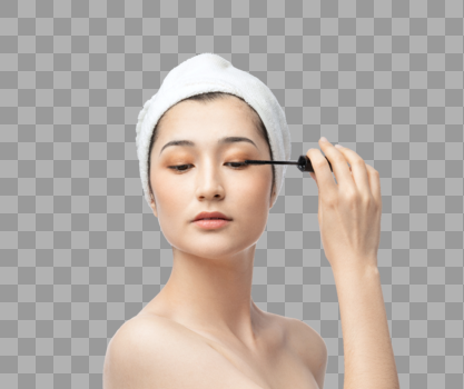 女性化妆刷睫毛膏图片素材免费下载