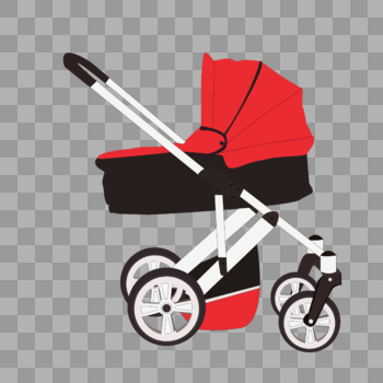 卡通手绘红色婴儿车图片素材免费下载
