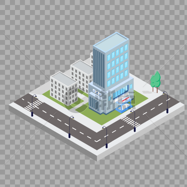 2.5D灰色房子建筑城市插画图片素材免费下载