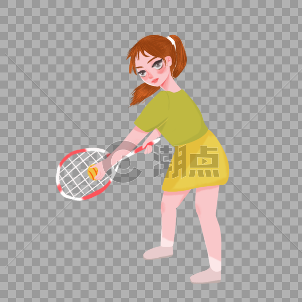 打网球的女孩插画图片素材免费下载