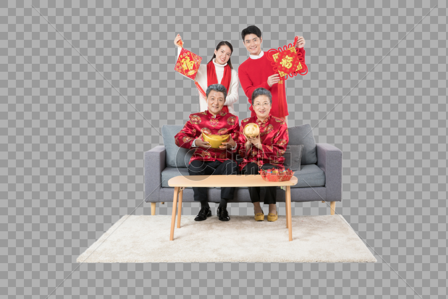 一家人在沙发贺新春图片素材免费下载