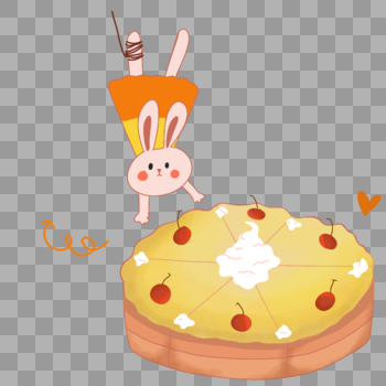 小兔子吃蛋糕图片素材免费下载