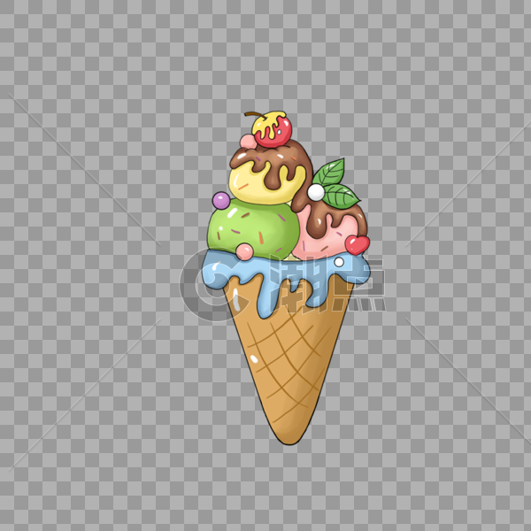 彩色冰淇淋球甜筒图片素材免费下载